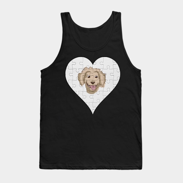 Goldendoodle Heart Jigsaw Pieces Design - Gift for Goldendoodle Lovers Tank Top by HarrietsDogGifts